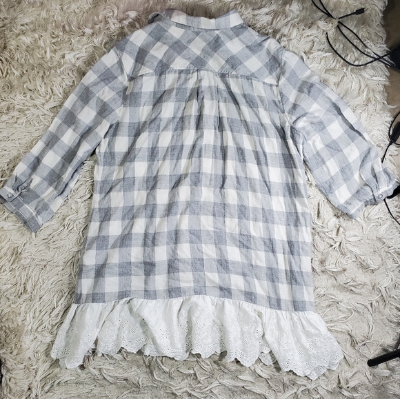 Soft Surroundings Plaid Lace Trim Top - Picture 11 of 13